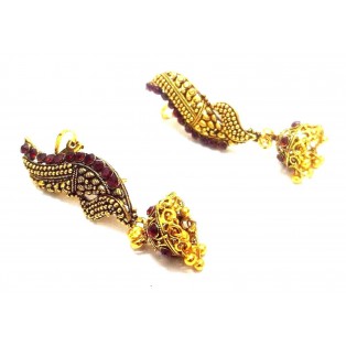 EAR CUFF Golden Oxidized Earring Jhumka Jhumki Ethnic Jewelry Long Dangle E44